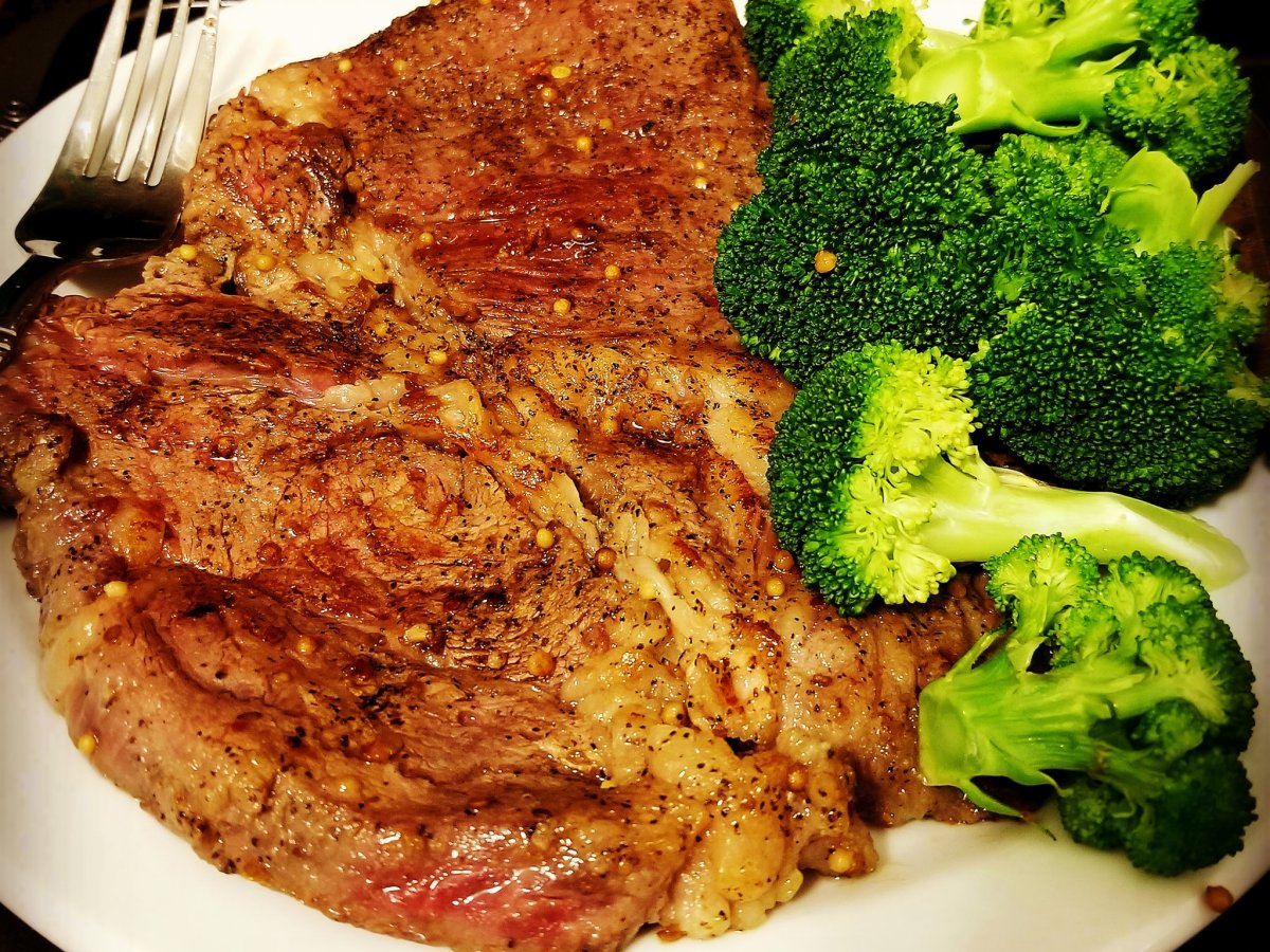 Food for thought: Rib Eye Steak served with Buttered Corn and Steamed Broccoli